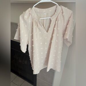 Women’s Textured Swiss Dot Blouse - Pale Blush